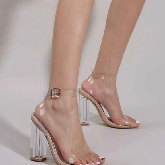 Clear block heel sandals with buckle detail #blockheel #sandals size 7 -with box - Picture 9 of 11